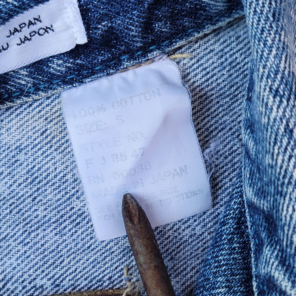 Vtg Code Bleu Acid Washed Cropped Distressed Jean Denim  Japanese Jacket - Picture 9 of 9